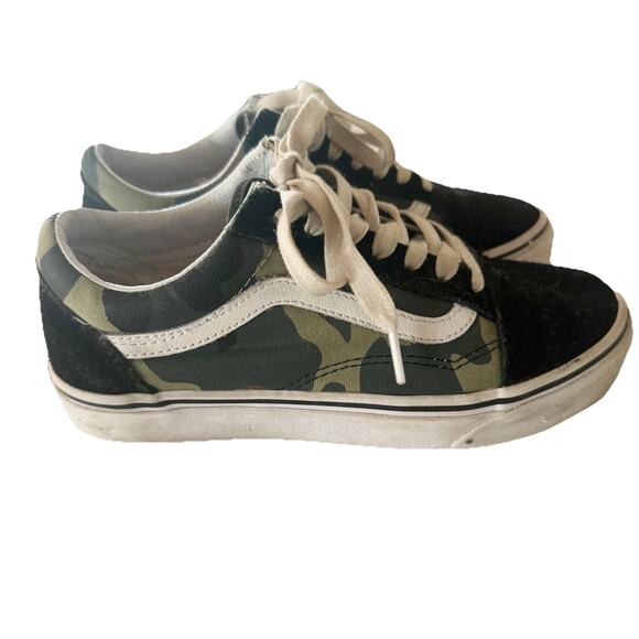 Vans Old Skool Camo Canvas w/Black Suede Skateboard Shoes Size 5 Men - 6.5 Women - Picture 1 of 6